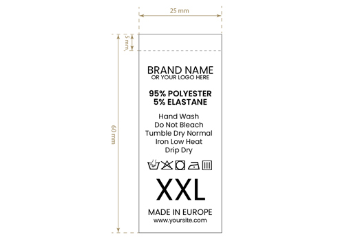 Etiqueta de composição e tamanhos Model TC-M184