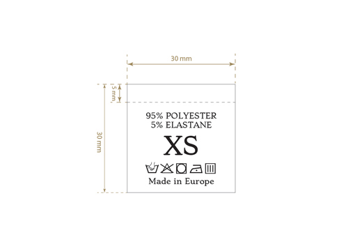 Etiqueta de composição e tamanhos Model TC-M189