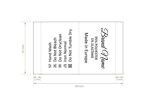 Etiqueta de cuidados de lavagem Model TC-M40